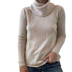 Vineyard Vines Womens Cream Cashmere Wool Blend Cowl Neck Sweater Sz S